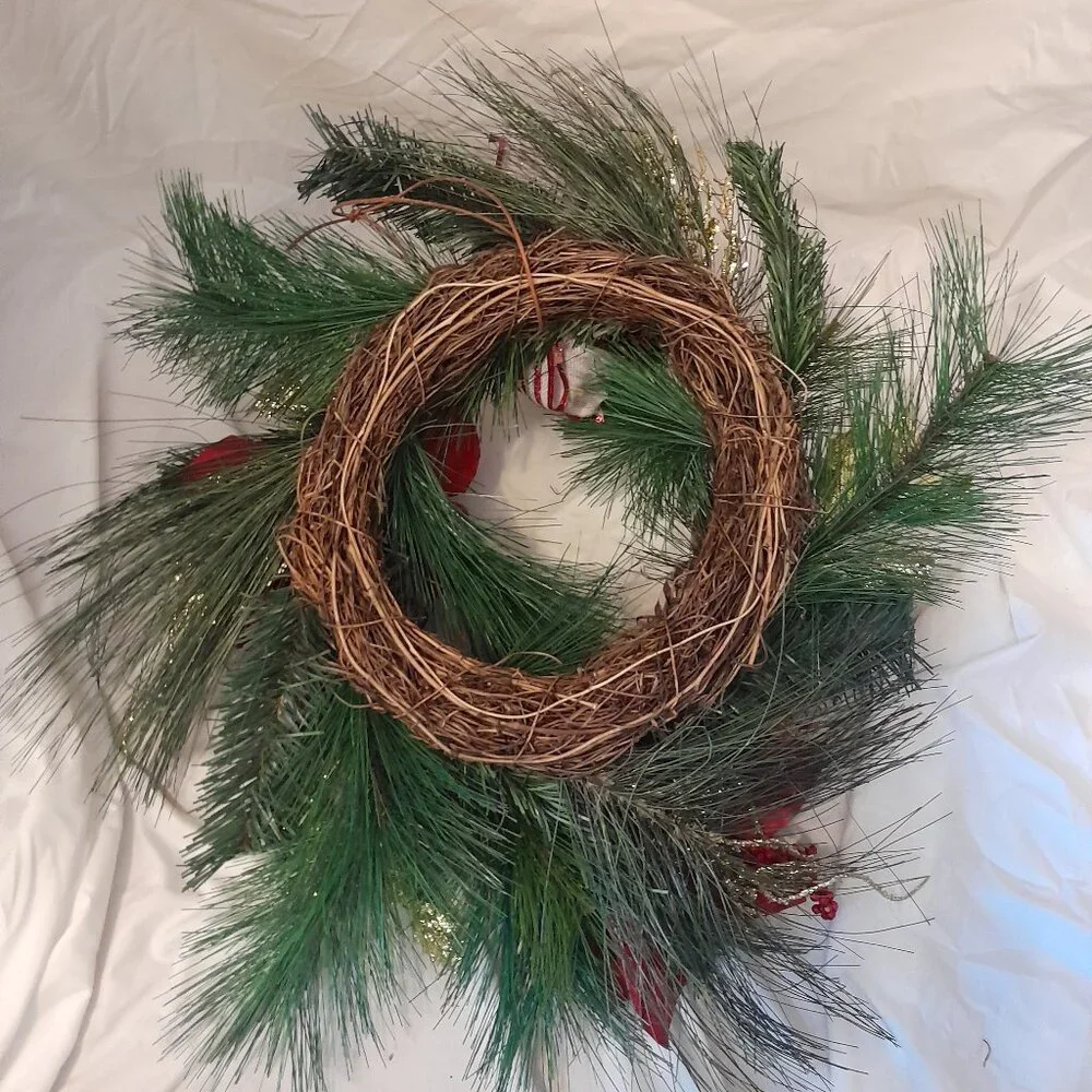 Vintage Handmade Custom Grapevine Christmas Holiday Wreath